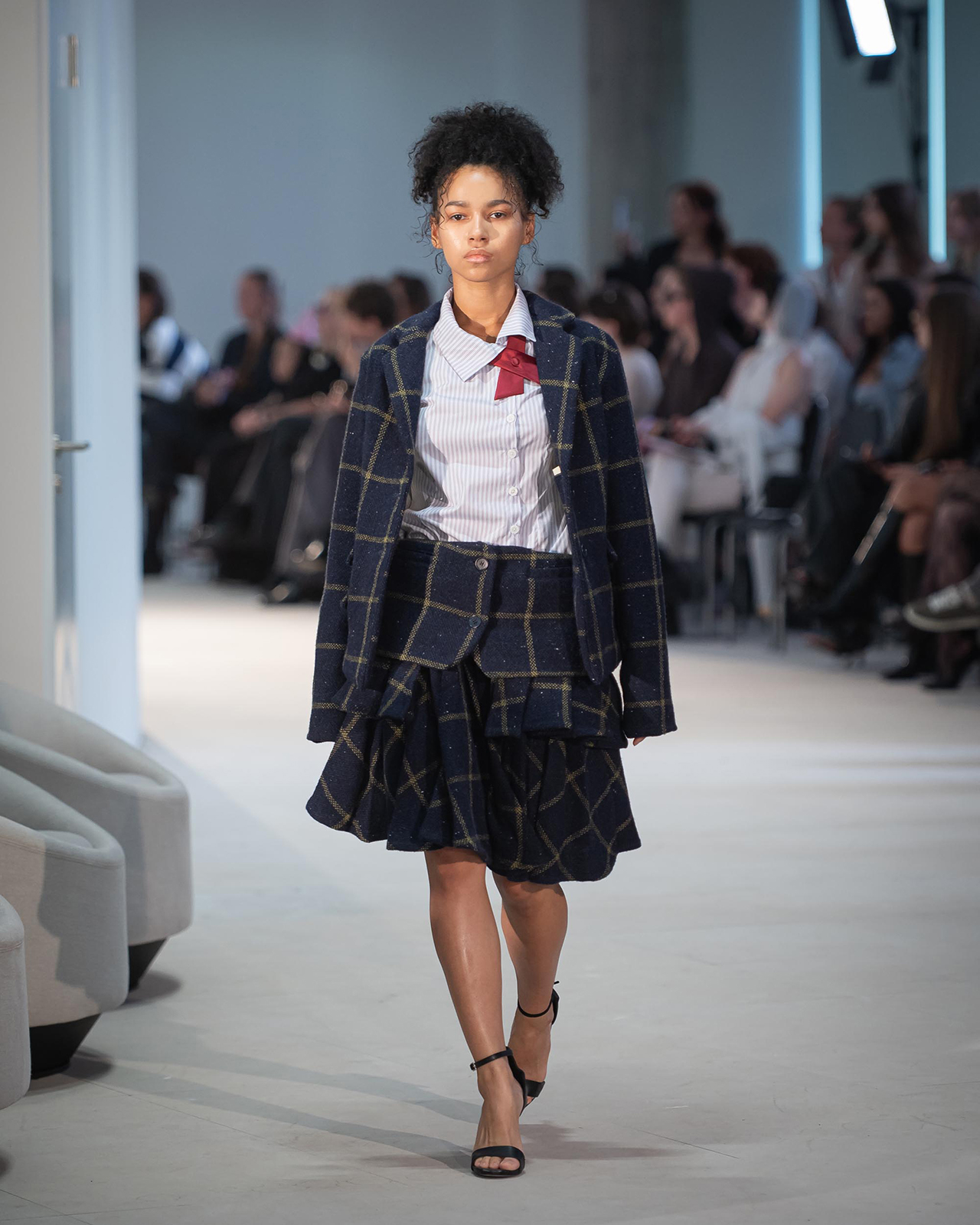 Myus Eton Blazer and Eton Tri Layer Blazer Skirt, italian wool, color navy yellow