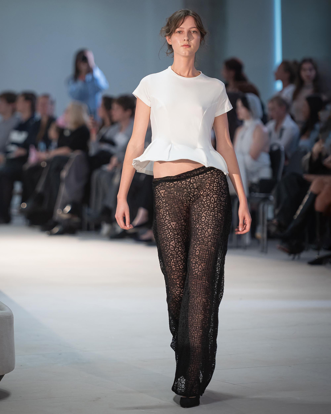 Myus Le Rosey Skirt and Bodice Tee, novelty pleated lace skirt and jersey bamboo cotton tee, color black skirt and white tee