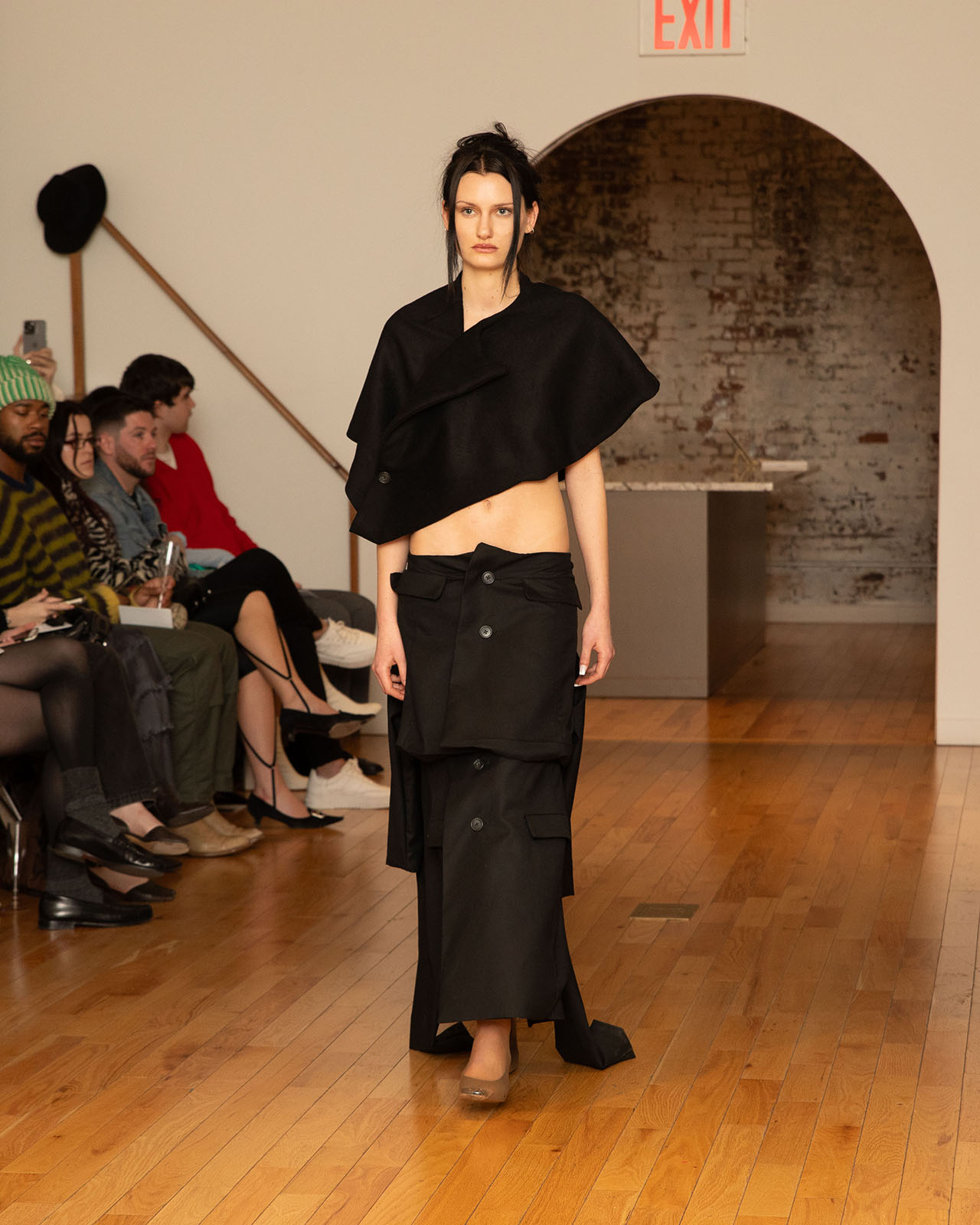Myus Madison Shawl and Carson Blazer Skirt, wool cashmere shawl, super 140 wool skirt, color black